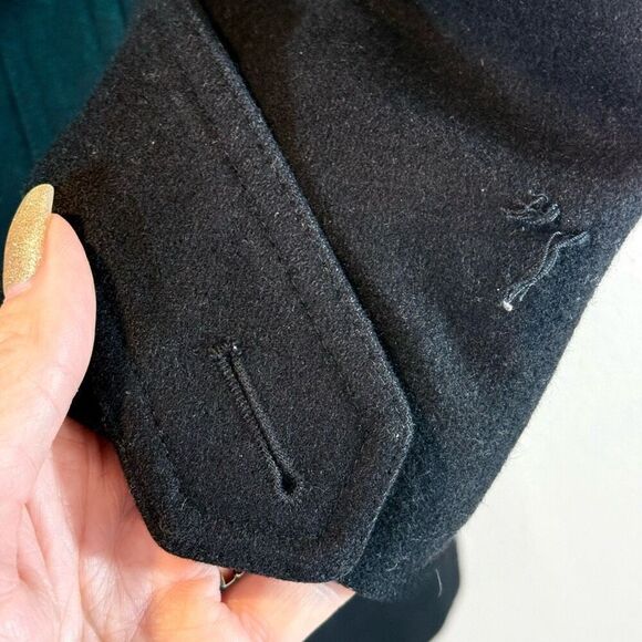 Vintage COOGI Black Wool Blend Mid Length Gold Button Pea Coat Women's Medium - Picture 4 of 13